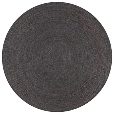 Image de vidaXL Tapis fait à la main Jute Rond 90 cm Gris foncé133665