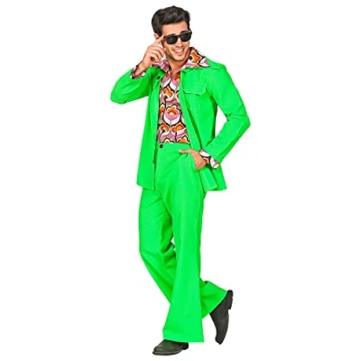 Afbeelding van Widmann Hippie Kostuum Blitse Kikker Jaren 70 Man Groen, Paars XL Carnavalskleding Verkleedkleding