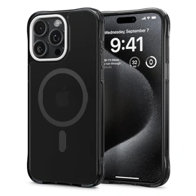 Afbeelding van Spigen Hoesje Geschikt voor Apple iPhone 15 Pro Max Cyrill Ultra Sheer Mag Back Cover Compatibel met MagSafe Zwart