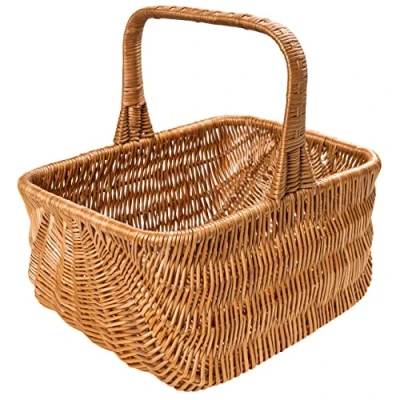 Afbeelding van Creative Home Nederlandse Rieten Mand met Handvat 42x32x40cm Picknickmand Planten Decoratie Handgemaakt