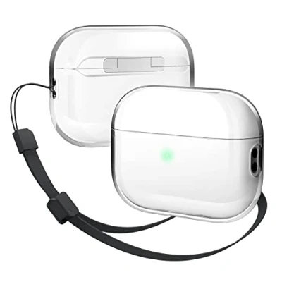 Afbeelding van elago Transparante hoes compatibel met Apple AirPods Pro 2e generatie, inclusief beschermhoes, schokbestendig, ondersteunt draadloos opladen (transparant)