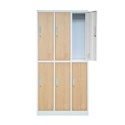 Afbeelding van 3B2A Kledingkast, metaal, 6 vakken, gepoedercoat, 185 x 90 45 cm, wit/houtimitatie