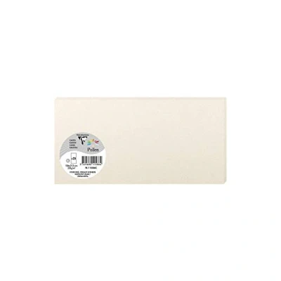 Afbeelding van Clairefontaine 11586C verpakking met 25 afzonderlijke kaarten formaat DL (10,6 x 21,3 cm) 210 g/m² kleur: ivoorkleurig uitnodigingskaarten voor evenementen en correspondentie Pollen serie
