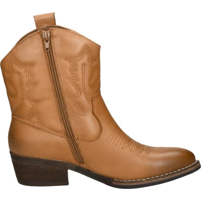 Afbeelding van SUB55 Western boots Enkellaarsjes Hak cognac Maat 37