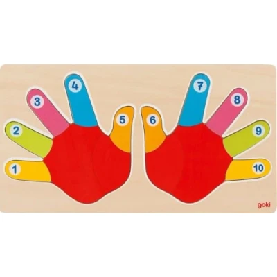 Afbeelding van Goki Houten Telpuzzel Hand, 14st.
