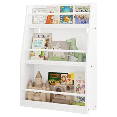 Afbeelding van Lestarain boekenkast voor kinderen, met 3 niveaus, opslag van speelgoed wit, MDF en hout