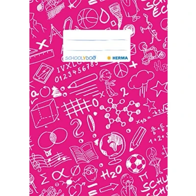 Afbeelding van HERMA 19420 Schoolydoo roze A5 notitieboek cover met identificatielabel van duurzame en gemakkelijk te reinigen polypropyleenfolie, schoolschrift, kleur