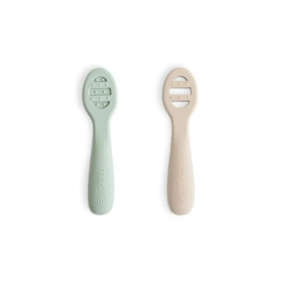 Afbeelding van Mushie Eerste set Baby Lepels Cambridge Blue Shifting Sand 1
