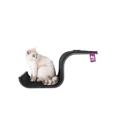 Afbeelding van Petrebels Wandmeubel wandmontage Klimmuur Kat Kattenmuur Scratch 70 Wengé x 30 35 cm