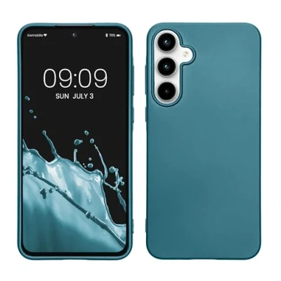 Afbeelding van kwmobile telefoonhoesje geschikt voor Samsung Galaxy A55 5G Hoesje smartphone Back cover in Metallic carabisch blauw