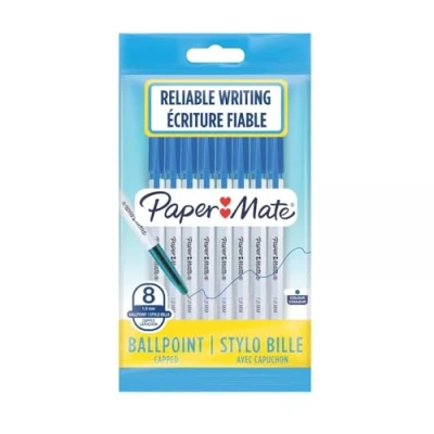Afbeelding van Paper Mate 045 balpennen Medium punt (1,0 mm) Blauwe, Zwarte, Groene en Rode inkt 8 stuks