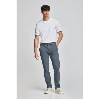 Afbeelding van Denim blauwe slim fit chino Moore