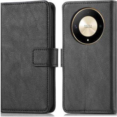 Afbeelding van iMoshion Hoesje Geschikt voor Honor Magic 6 Lite Met Pasjeshouder Luxe Bookcase Zwart