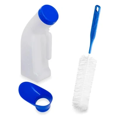Image de Urinal pour femmes &amp; hommes avec brosse de nettoyage, ARNOMED 1000ml, urinoir couvercle et brosse, Urinella anti fuite femmes, urinaux PP hommes, toilettes mobiles