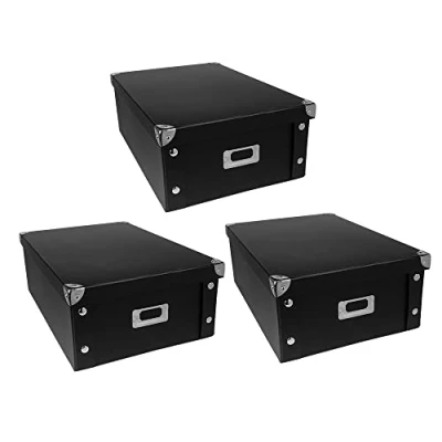 Afbeelding van Ideen mit Herz Set van 3 opbergdozen met deksel, opvouwbaar, karton en metaal, 16 liter, 40,5 cm x 28 14,5 (zwart)