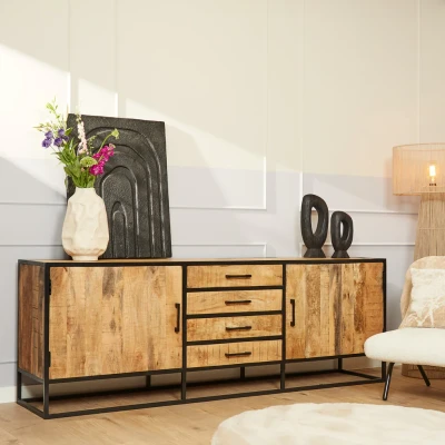 Afbeelding van dressoir industrieel Sanne Mangohout 210 cm
