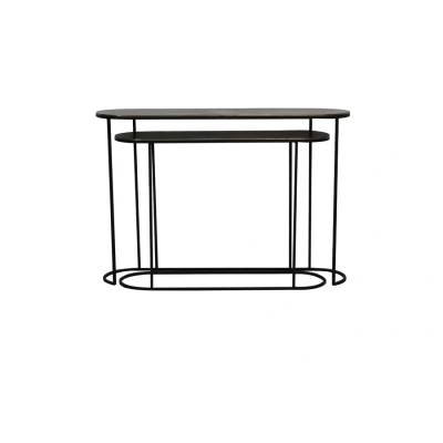 Afbeelding van Bocov sidetable antiek brons/zwart set van 2