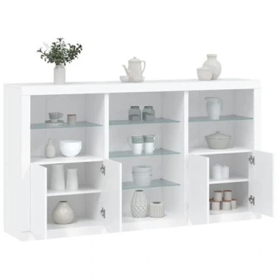 Afbeelding van vidaXL Dressoir met LED verlichting 181,5x37x100 cm wit