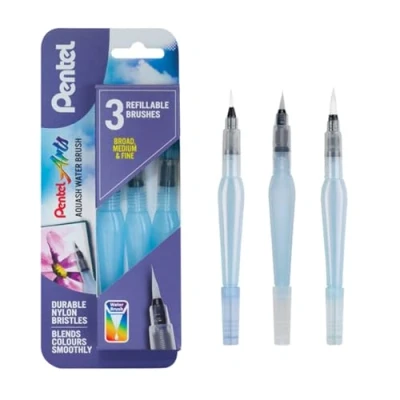 Image de Set de 3 pinceaux à réservoir d’eau Pentel Arts Aqua Brush
