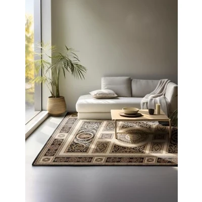 Afbeelding van Vloerkleed Herat Caïro Crème 160x235 cm Zwart 123vloerkleed.nl is de online webshop voor vloerkleden en woonaccessoires.