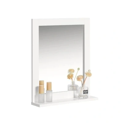 Afbeelding van SoBuy FRG129 W wandspiegel, badkamermeubel met 1 etage, blad 40 x 10 49 cm (l d h), wit