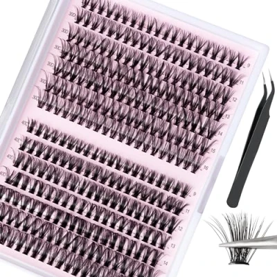 Afbeelding van BillyBath 280 stuks individuele D vormige wimpers, 9, 11, 12, 13, 14, 15, 16 mm, zelfklevende wimpers met pincet, voor make up, wimperextensions
