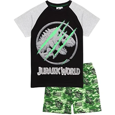 Afbeelding van Jurassic World Pyjama&#039;s voor jongens kinderen, camo, T shirt met shorts of broek opties, Korte pijpen
