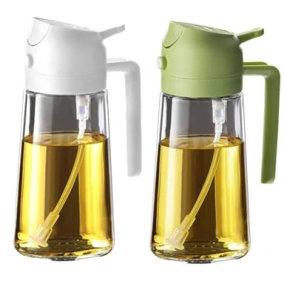 Afbeelding van TrendPlain 473,6 g olijfoliedispenser voor de keuken, 2 in 1 oliedispenser en oliesproeier luchtfriteuse, salade, BPA vrij,