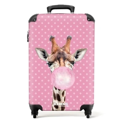 Afbeelding van NoBoringSuitcases.com® Kindertrolley meisjes giraf Reiskoffer kinderen 55x35x25