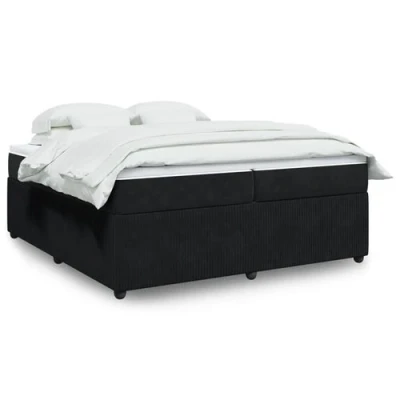 Image de vidaXL Sommier à lattes de lit et matelas Noir 200x200 cm Velours
