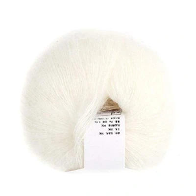 Afbeelding van Populair zacht mohair gebreid angora wolgaren (met een haak)(wit),brei gereedschap