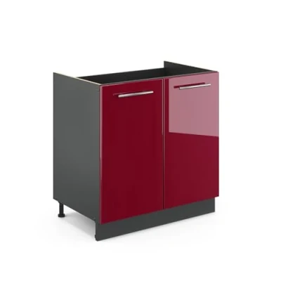 Afbeelding van Vicco Wastafelkast Fame Line, Bordeauxrode hoogglans/Antraciet, 80 cm zonder werkblad