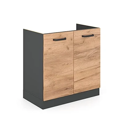 Afbeelding van Vicco Wastafelkast R Line, Krachtige eik goud/Antraciet, 80 cm zonder werkblad