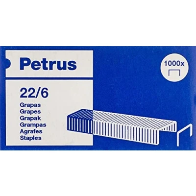 Afbeelding van Petrus nietjes, voor nieten tot 30 vellen, 6 mm lang, 1000 model 22/6, 55721