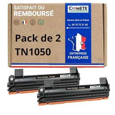 Image de COMETE TN1050 2 Toners Compatibles Laser Brother Noir Marque française