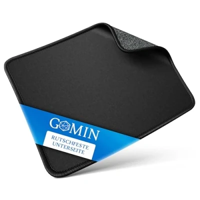 Afbeelding van GOMIN Mini muismat 23 x 18 cm gaming klein, antislip genaaide randen verbetert snelheid en precisie voor pc, laptop, thuiskantoor kantoor zwart