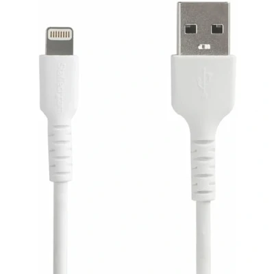 Afbeelding van StarTech.com RUSBLTMM2M Lightning kabel USB (M) recht naar 2 m dubbel afgeschermd wit voor Apple iPad/iPhone/iPod (Lightning)