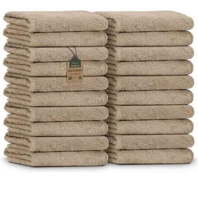 Afbeelding van NatureMark Set van 20 badstof gastendoekjes, 30 x 50 cm, 100% katoen, zandbeige