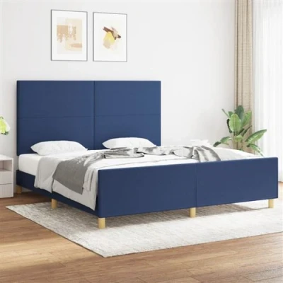 Afbeelding van vidaXL Bedframe met hoofdbord stof blauw 180x200 cm