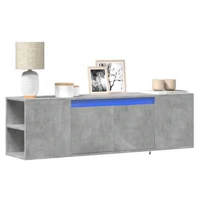 Afbeelding van vidaXL Tv wandmeubel met LED verlichting 135x31x39,5 cm betongrijs