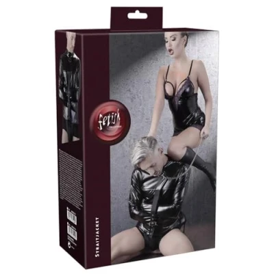 Afbeelding van Zwart Kunstleren Bondage Shirt S/M