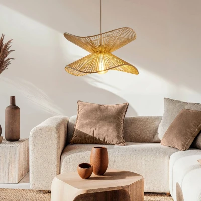 Afbeelding van Lindby hanglamp 1licht Papier, ijzer E27 beige