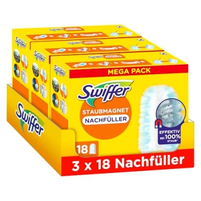 Image de Swiffer Duster Plumeau Recharges, 18 Unités, Attrape et Retient 3x Plus de Poussière Cheveux qu&#039;un Traditionnel, Efficace contre 100% des Poussières, Manche Vendu Séparément