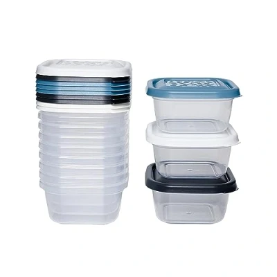 Afbeelding van Kigima Set van 12 mini diepvriesdozen, vierkant, meerkleurig, 300 ml