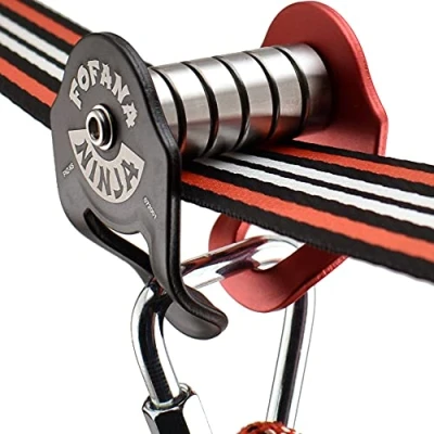 Afbeelding van Fofana Ninja Slider Slackline rol, verander slacklines in ziplines met de leukste nieuwe accessoires voor je Warrior hindernisbaan kinderen Design