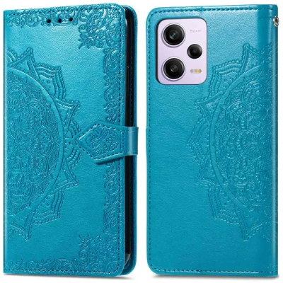 Afbeelding van iMoshion Hoesje Geschikt voor Xiaomi Redmi Note 12 Pro Plus Met Pasjeshouder Mandala Bookcase Turquoise