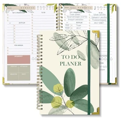 Afbeelding van Biroyal Ongedateerde dagplanner met to do lijst, spiraalbinding, 120 pagina&#039;s/60 vellen, 148 x 210 mm, hardcover, kantoor, school, organizer