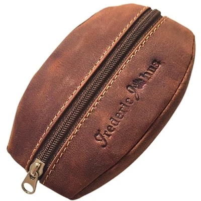 Afbeelding van Lilosac® Portemonnee voor heren koffiebonen dik leer tassen broek of jas, bruin, schors, Eén maat