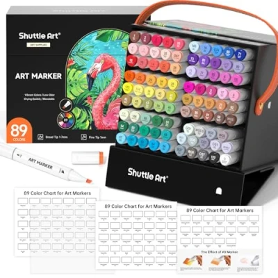 Afbeelding van Shuttle Art 88 permanente markers met dubbele punt en etui Ideaal voor illustraties, inkleuren wenskaarten