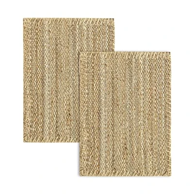 Afbeelding van HAMID 2 stuks jute matten, 100% natuurlijke jutevezels zachte en gemiddelde weerstand handgeweven woonkamer, slaapkamer, haltapijt natuur (pak (70 x 50 cm)